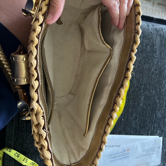 EUC Michael Kors wicker purse Gold accents Braided handle - Picture 12 of 13